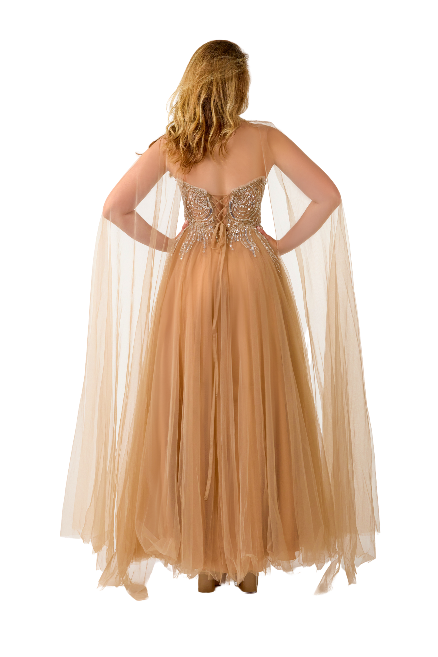 Tulle A line Dress w/ Cape- SV24083