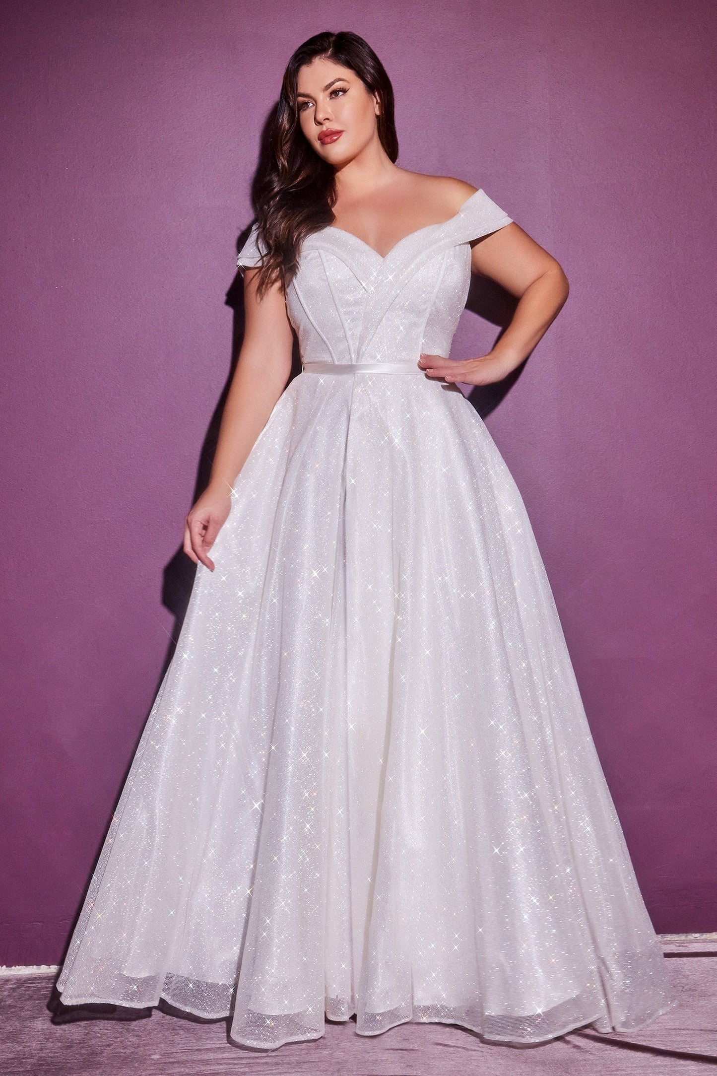 Glitter Off Shoulder Bridal Ball Gown CD214W