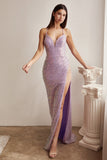 Sparkly Sequin Dramatic Slit Dress CD258