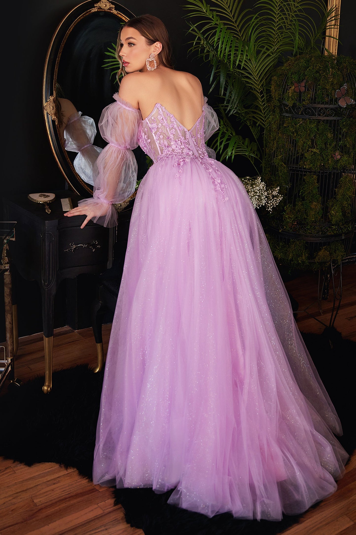 CDpuff-sleeve-flora-applique-gown-cd997