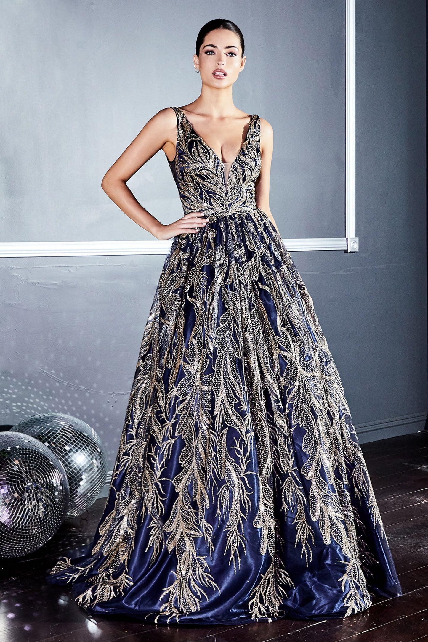 Embellished Double Deep V-Neck A-Line Sleeveless Dress J812
