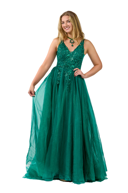 A-line Embroidered Sequined Tulle Dress-  SV24015