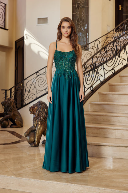 A1725 Stylish Bodice Long Lace-Up Dress