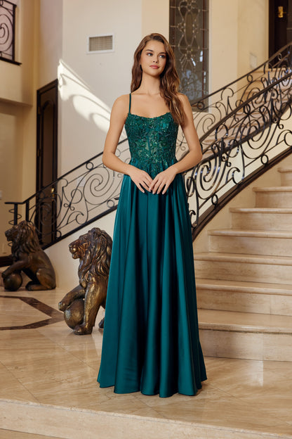 A1725 Stylish Bodice Long Lace-Up Dress