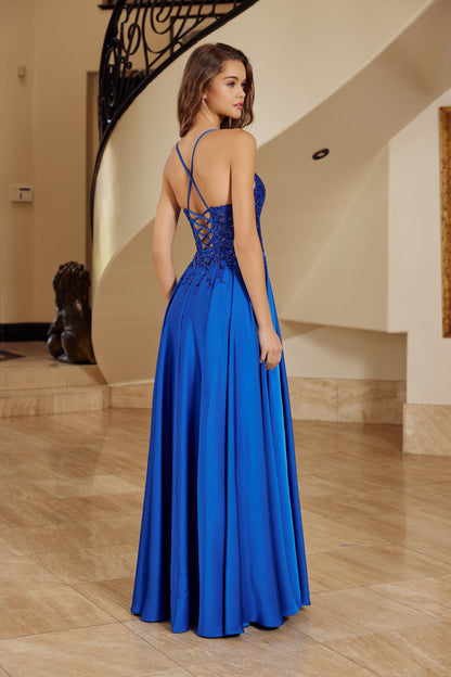 A1725 Stylish Bodice Long Lace-Up Dress