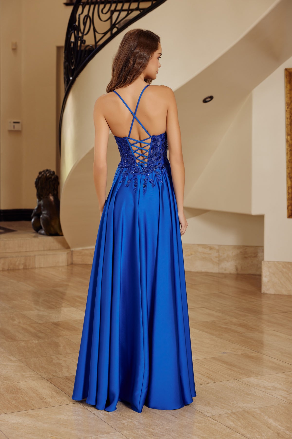 A1725 Stylish Bodice Long Lace-Up Dress