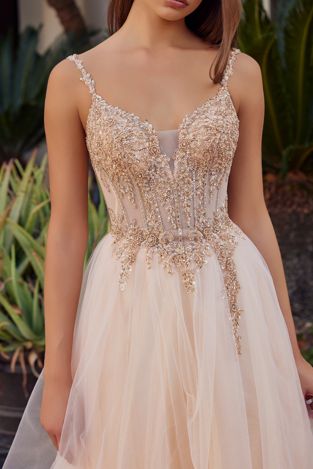 F1726 Spaghetti Strap with Lace-Up Back Dress