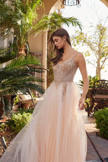 F1726 Spaghetti Strap with Lace-Up Back Dress
