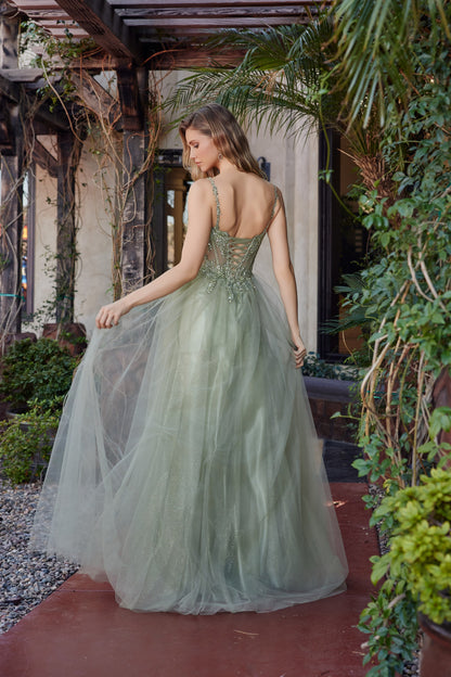 F1726 Spaghetti Strap with Lace-Up Back Dress