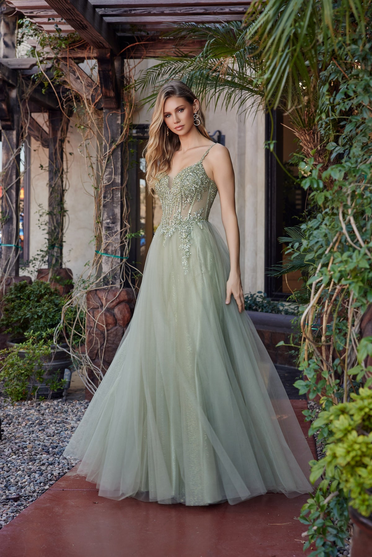 F1726 Spaghetti Strap with Lace-Up Back Dress