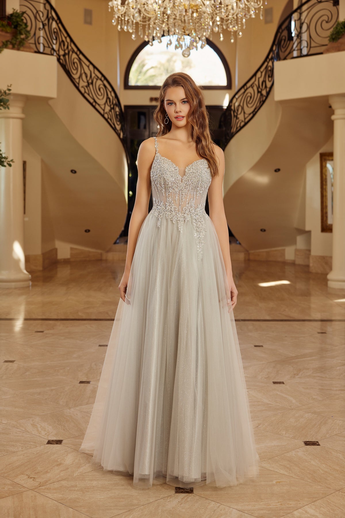 F1726 Spaghetti Strap with Lace-Up Back Dress