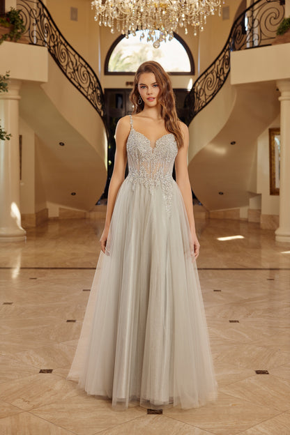 F1726 Spaghetti Strap with Lace-Up Back Dress