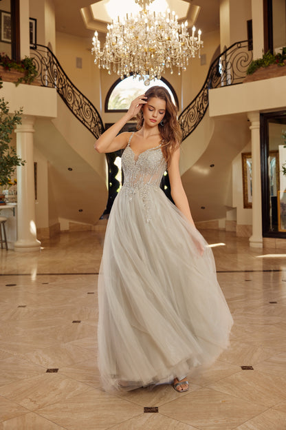 F1726 Spaghetti Strap with Lace-Up Back Dress
