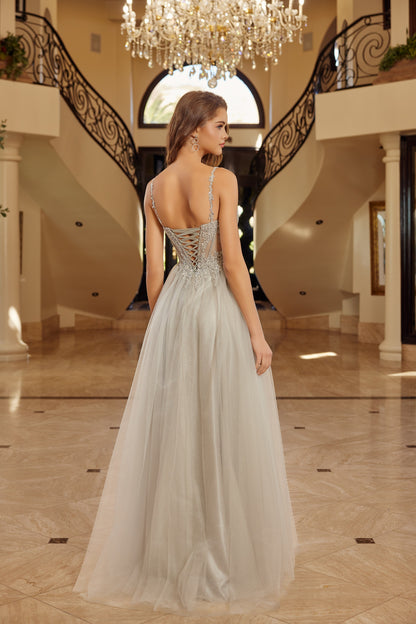 F1726 Spaghetti Strap with Lace-Up Back Dress