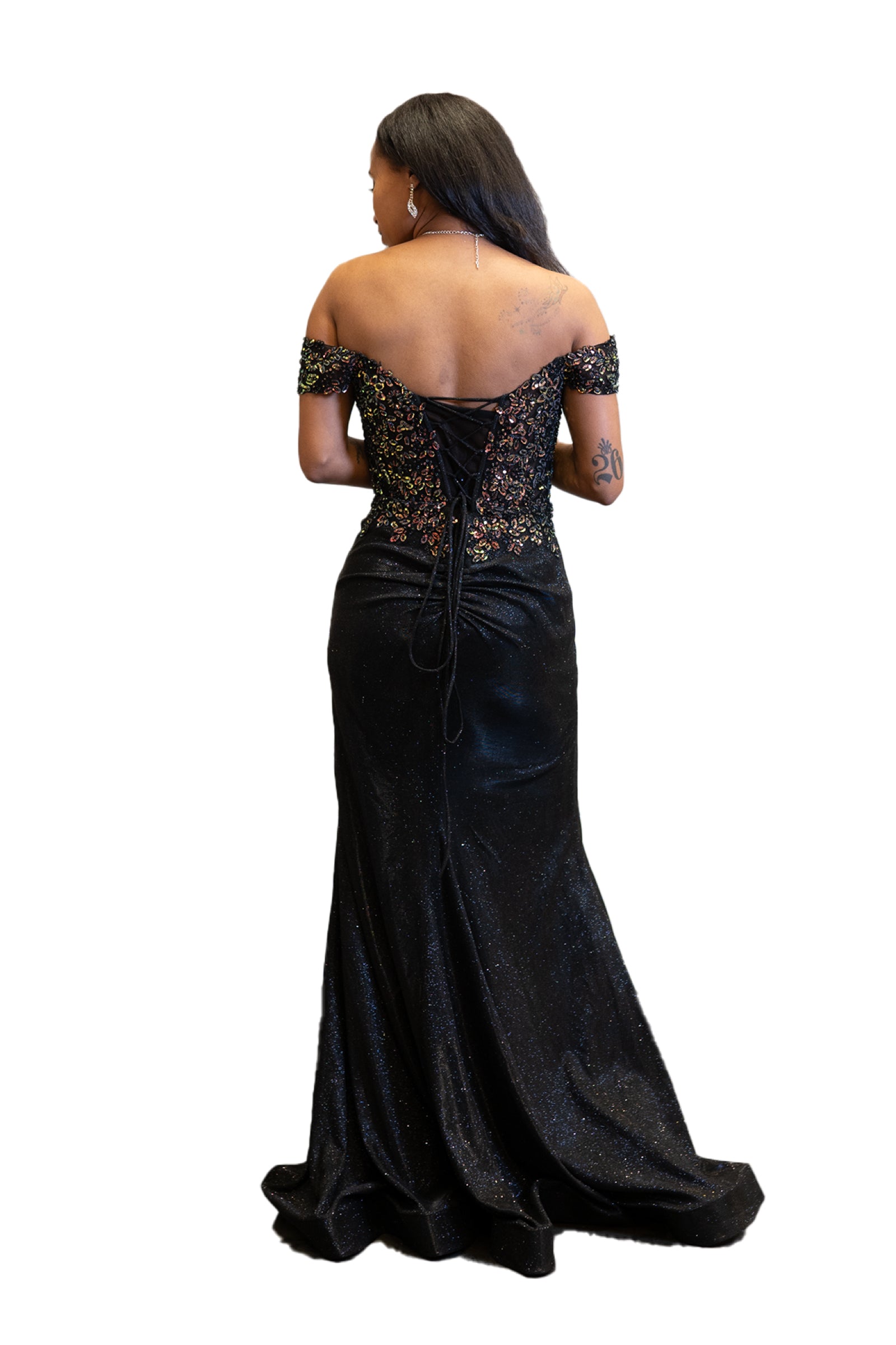 Off Shoulder Stylish Embellished Slit Dress SV23071