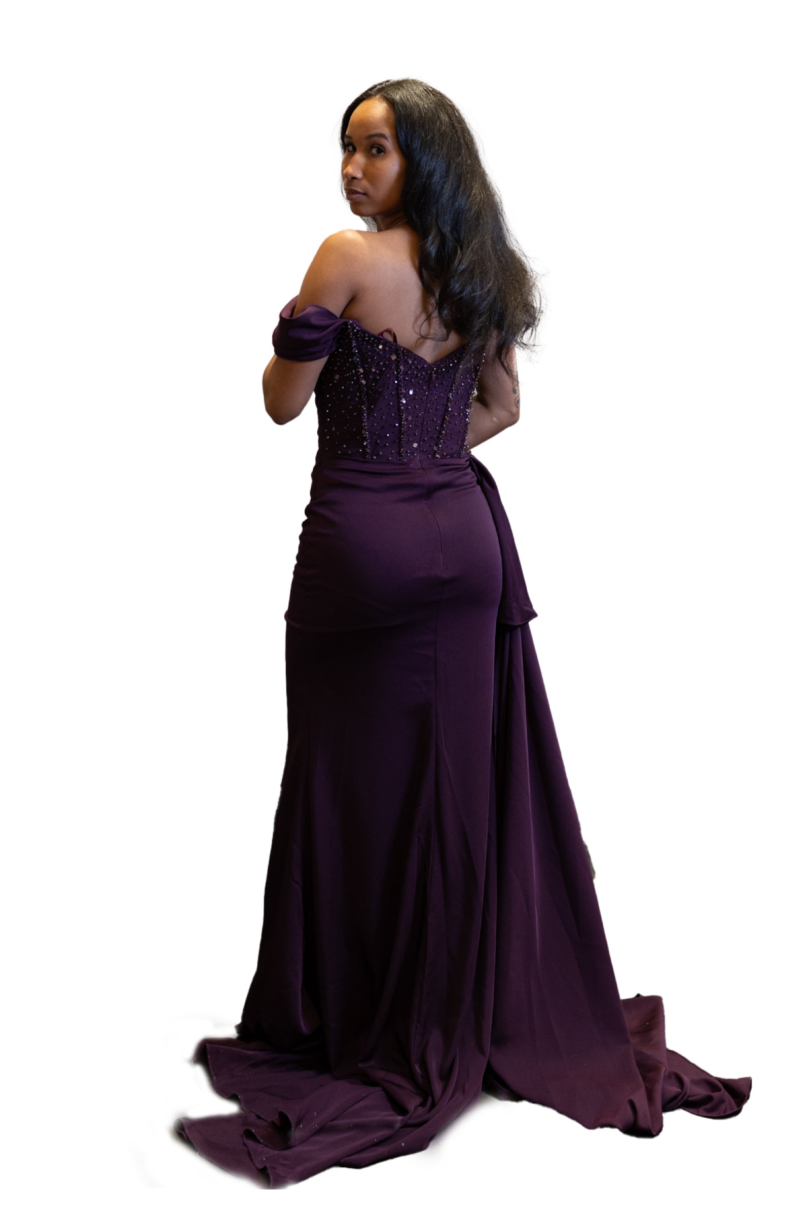 Off the Shoulder Stylish Slit Dress