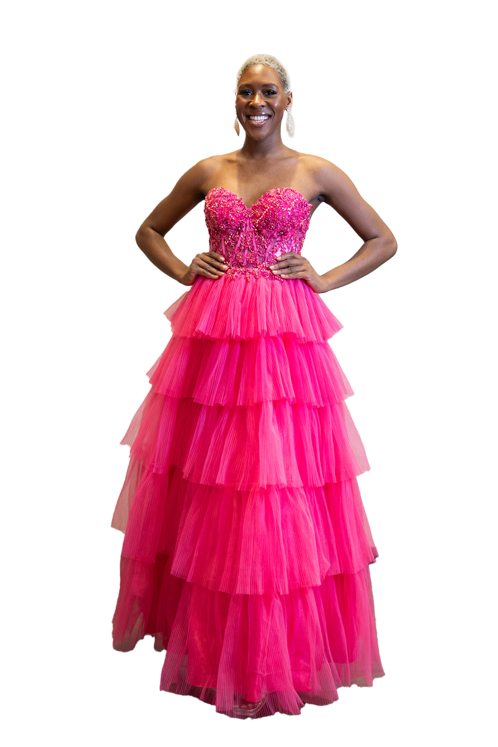 Long-Tiered Sparkly Bodice Dress SV23324