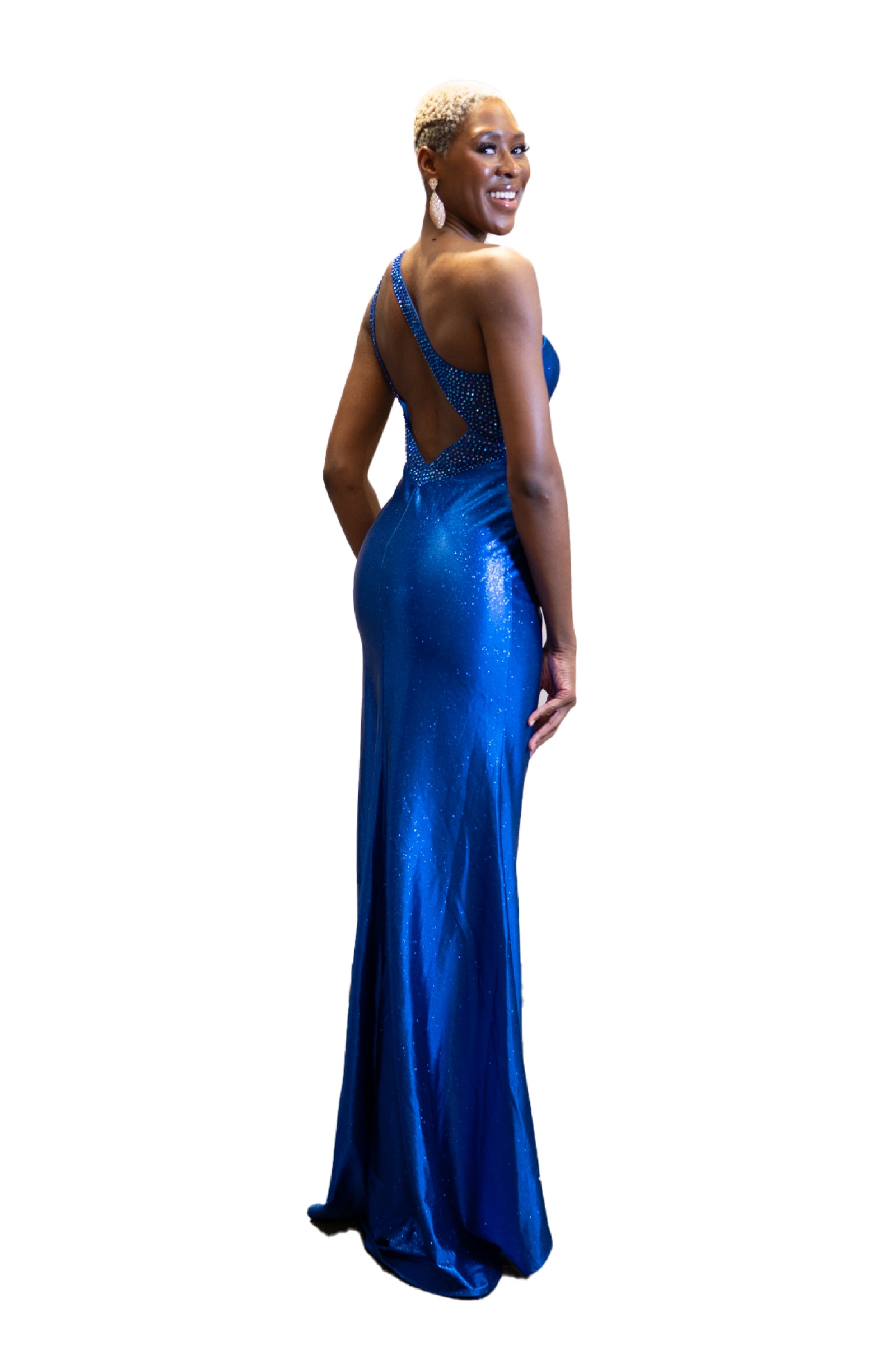 Satin One Shoulder Slit Dress SV61049
