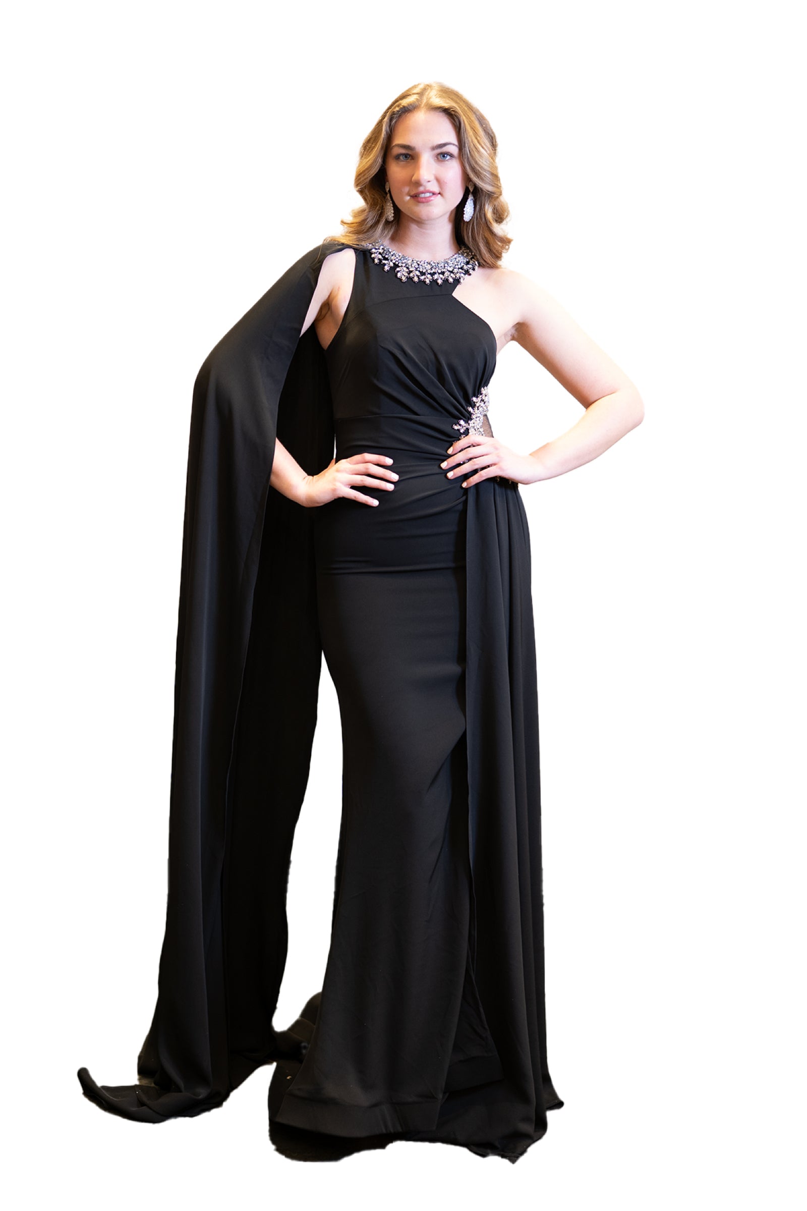 One Side Cape Stylish Long Dress