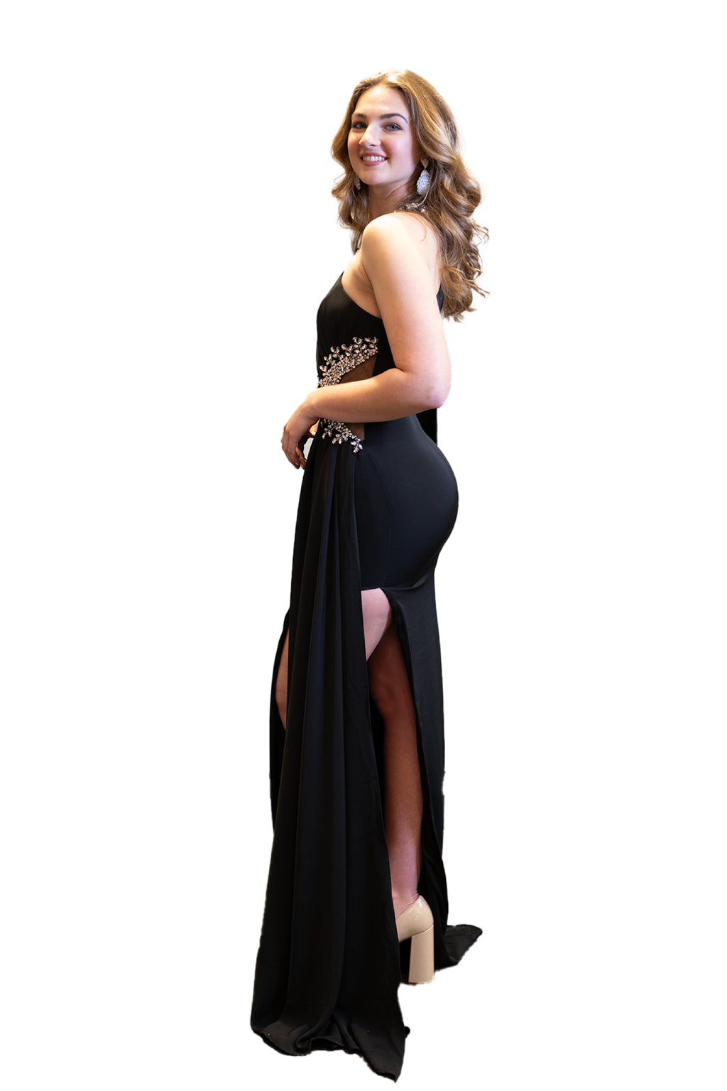 One Side Cape Stylish Long Dress