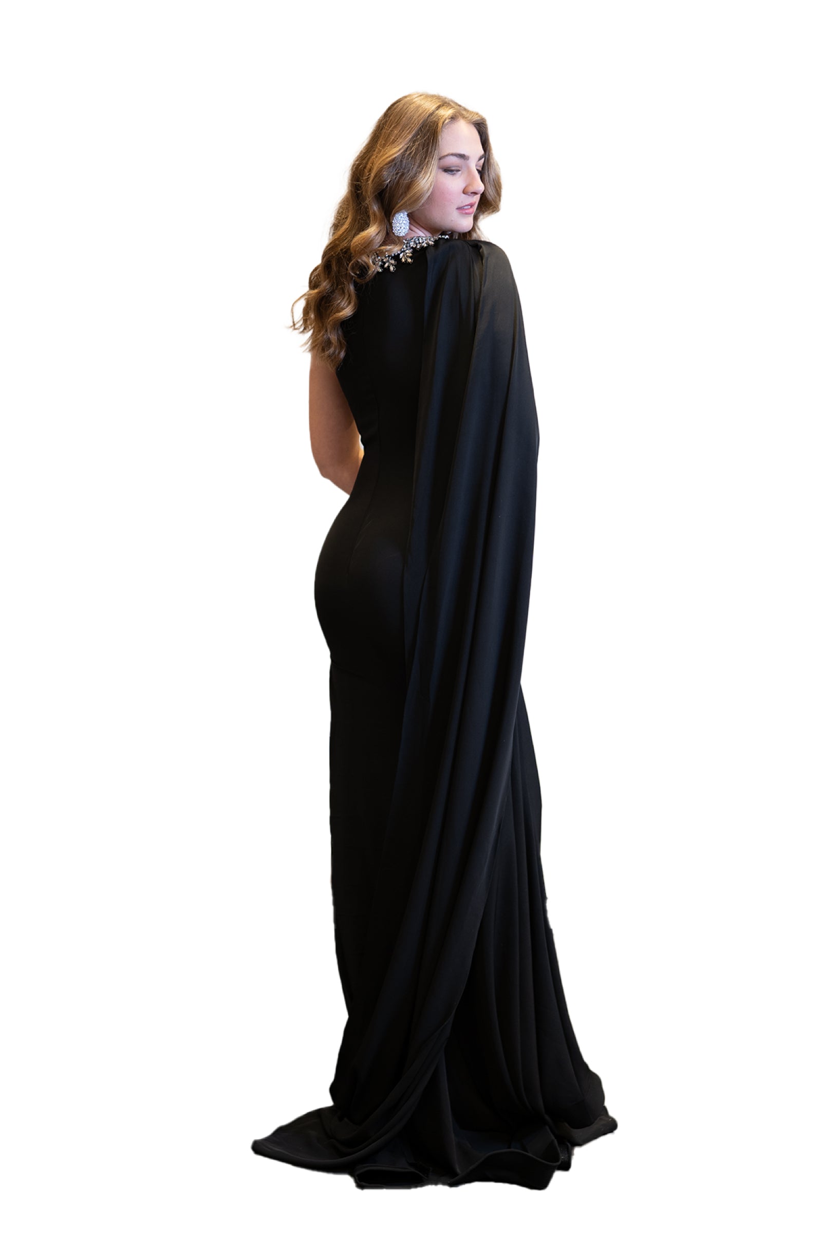 One Side Cape Stylish Long Dress