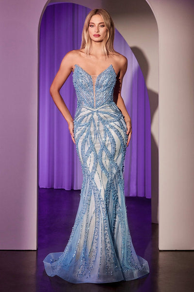 Strapless Fitted Prom Dress with Crystal & Pearl Embellishments CC0688
