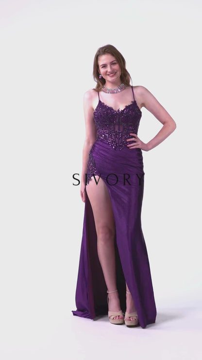 Spaghetti Corset Bodice Evening Dress- SV24061