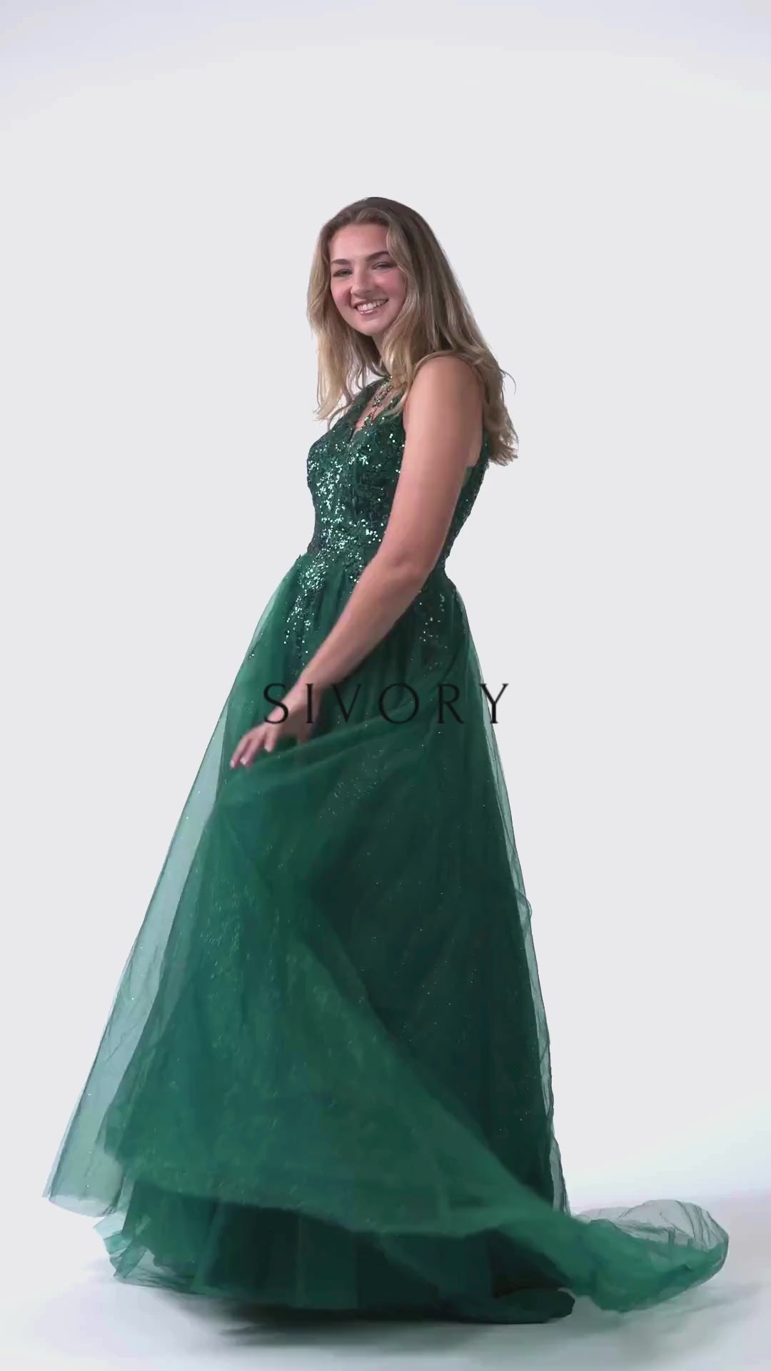 A-line Embroidered Sequined Tulle Dress-  SV24015