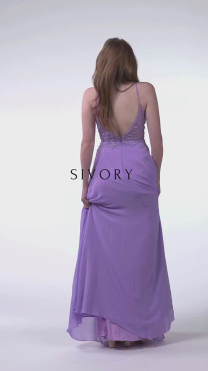 Chiffon Spaghetti Flowy A -line Dress - SV313127