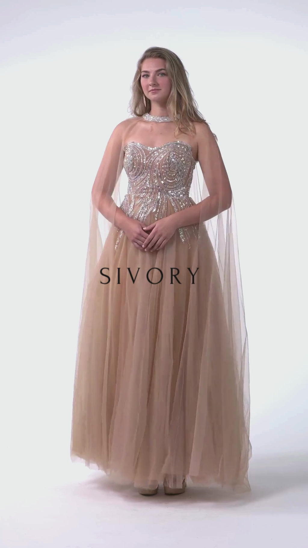 Tulle A line Dress w/ Cape- SV24083