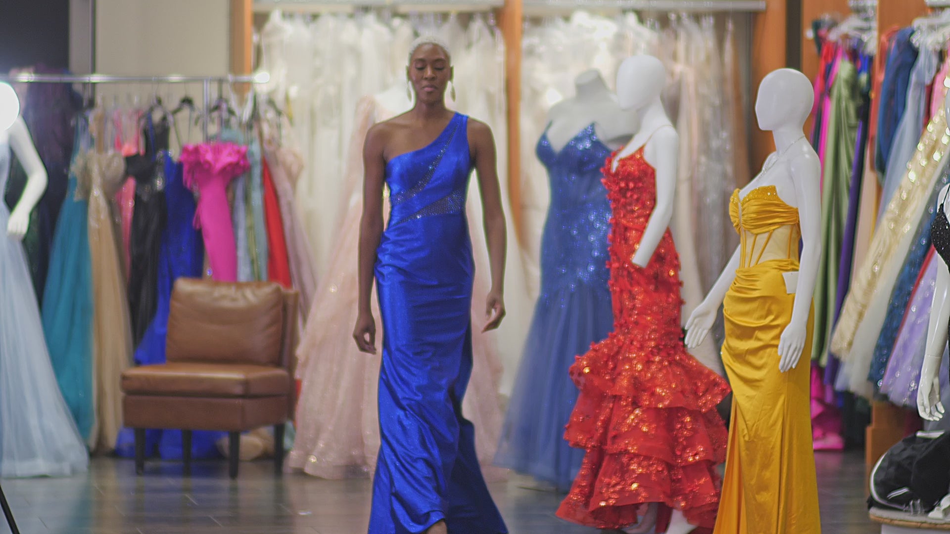 Satin One Shoulder Slit Dress SV61049