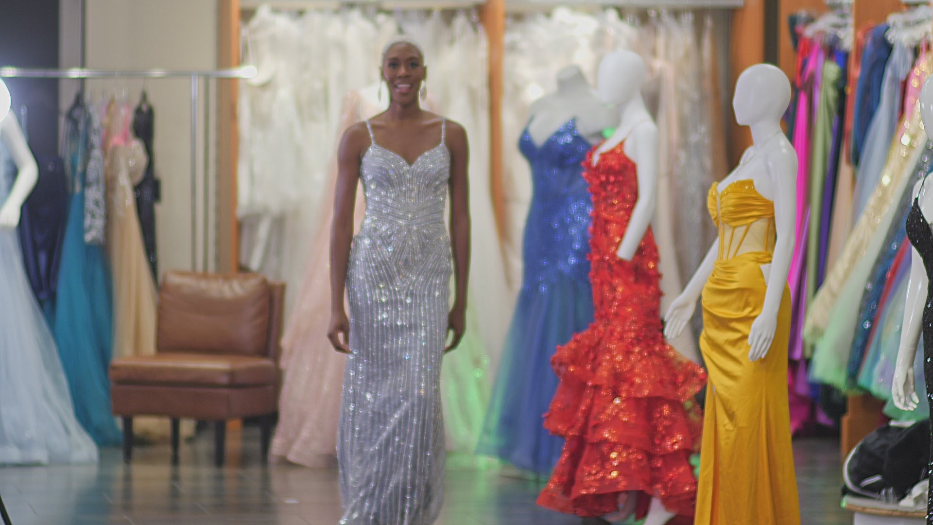 Dazzling Rhinestoned Spaghetti Mermaid Dress  - SV 24232