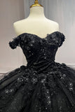 Applique Off Shoulder Floral Ball Gown 15702