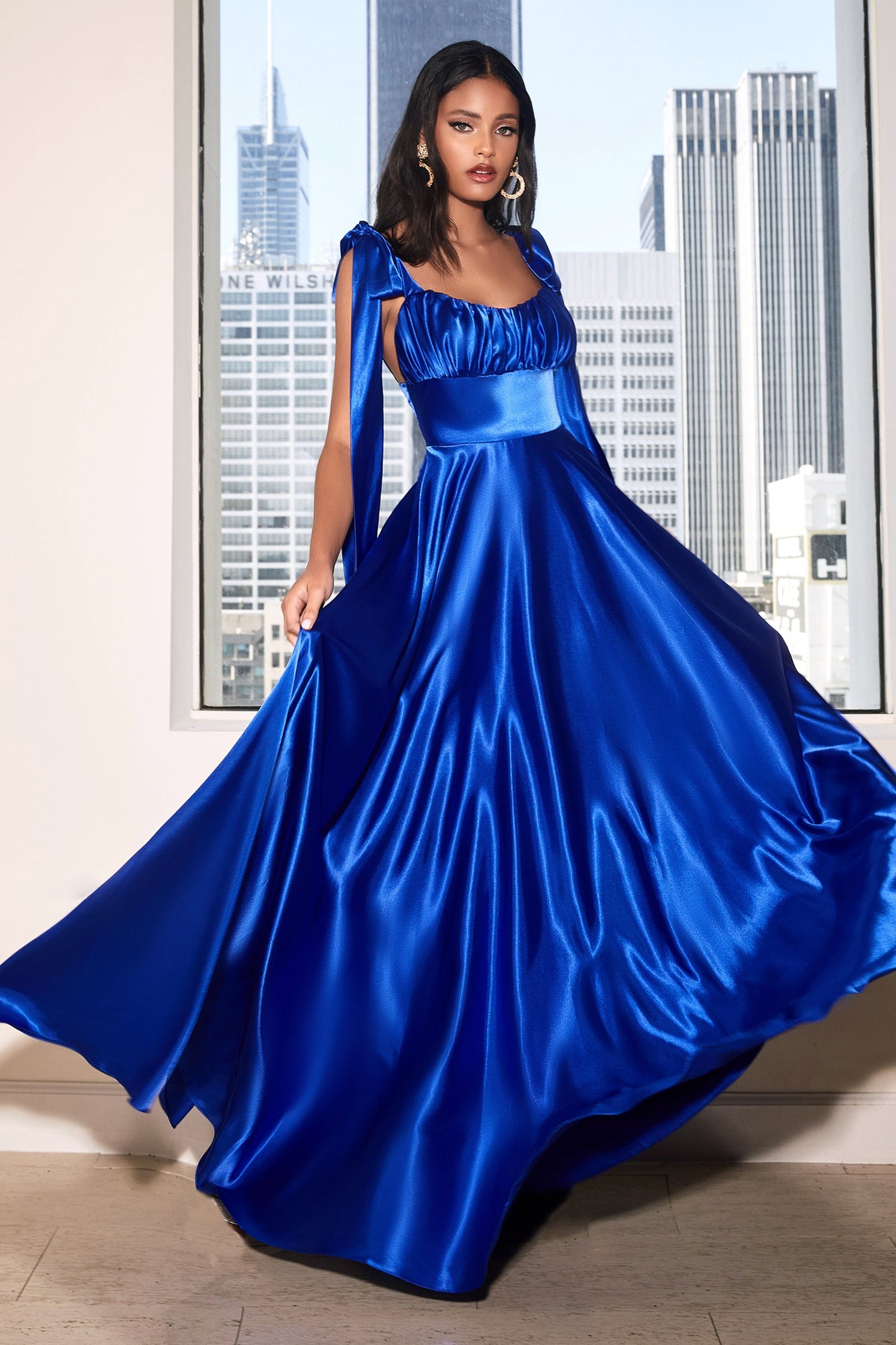 Long Soft Satin A-Line Dress 7490