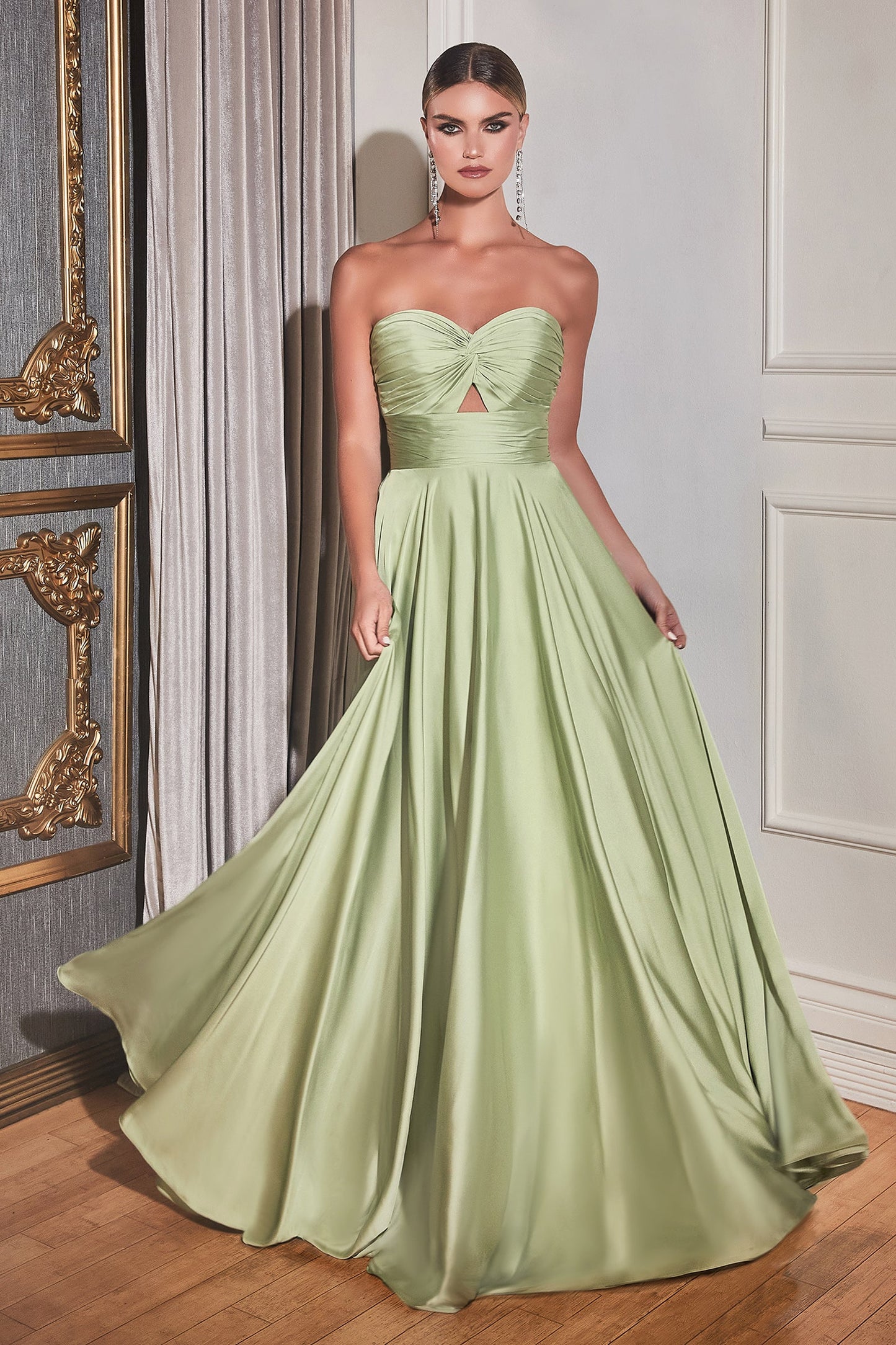 Satin Keyhole Strapless A-Line Prom Dress 7496