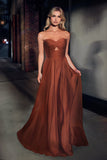 Satin Keyhole Strapless A-Line Prom Dress 7496