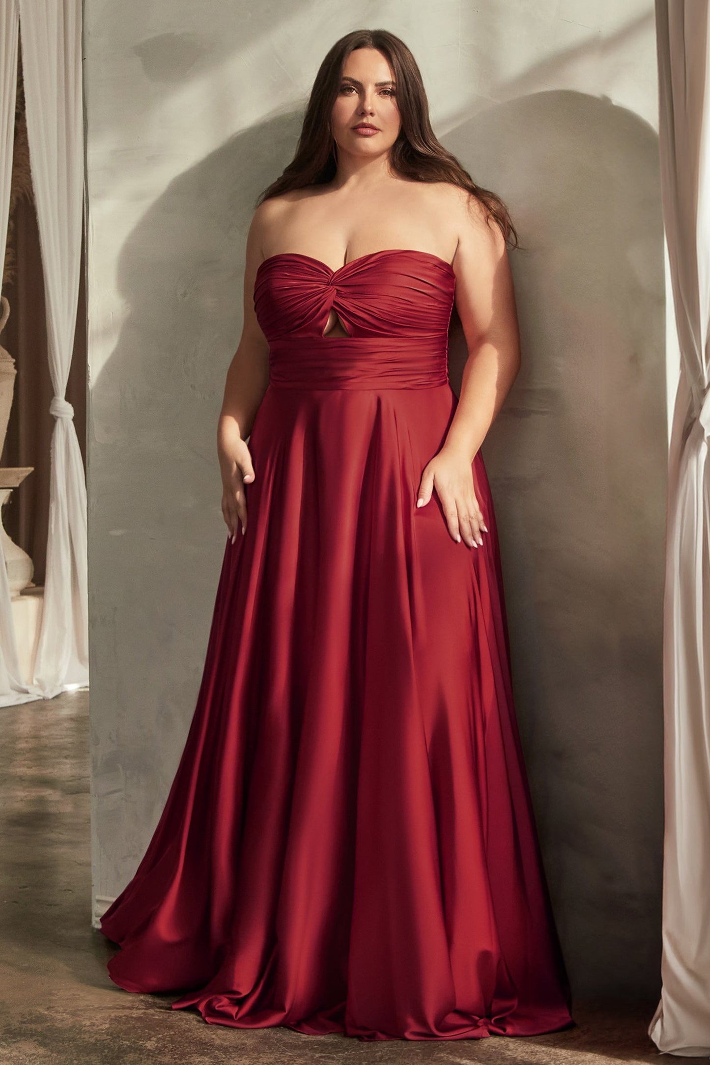 Satin Keyhole Strapless A-Line Prom Dress 7496