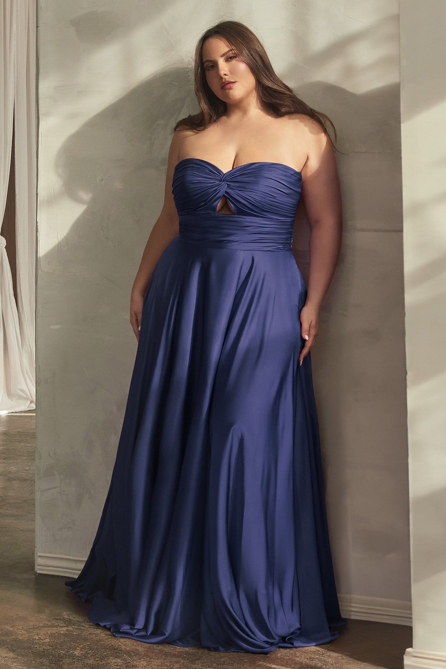 Satin Keyhole Strapless A-Line Prom Dress 7496