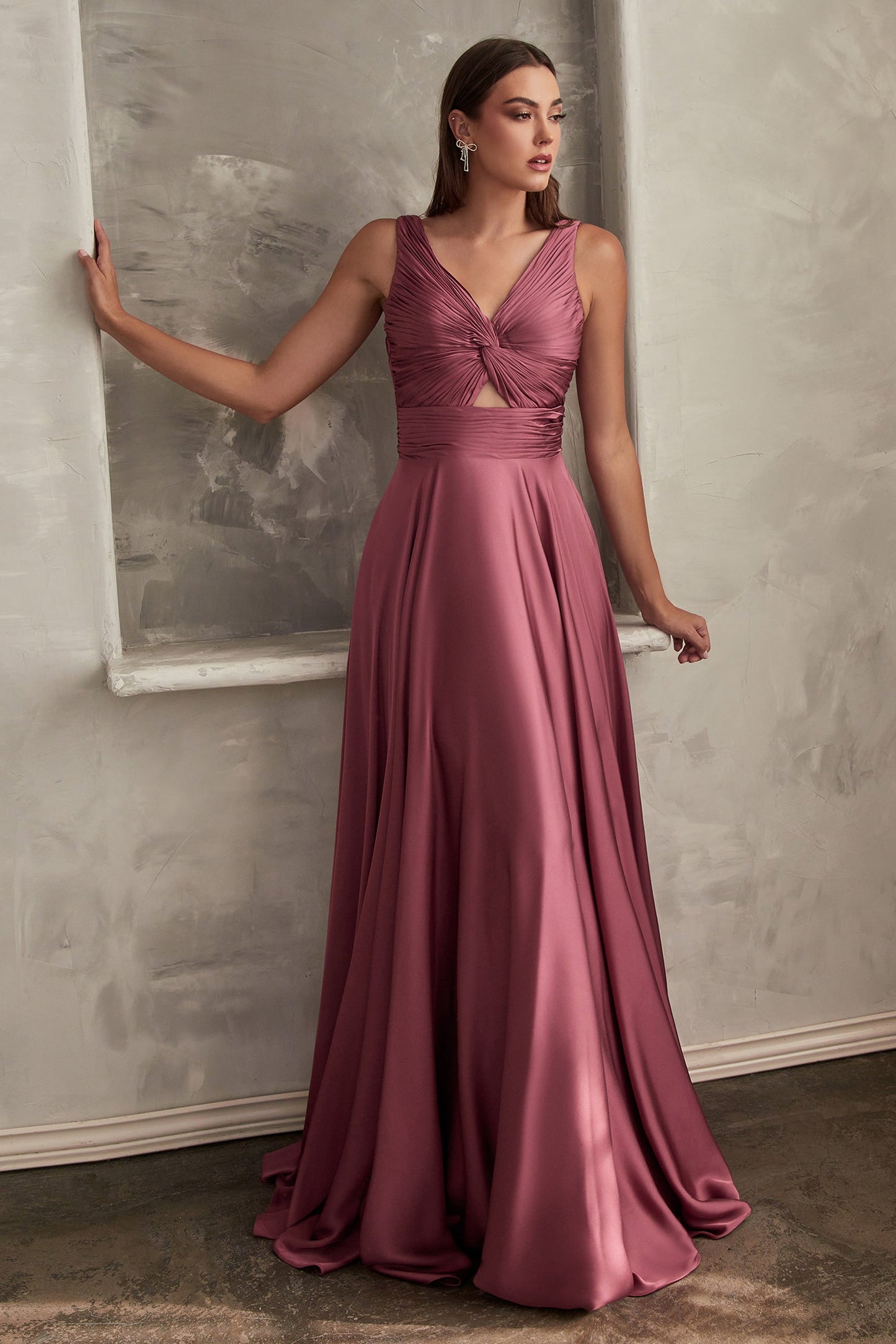 Stylish Satin Keyhole A-Line Dress 7497