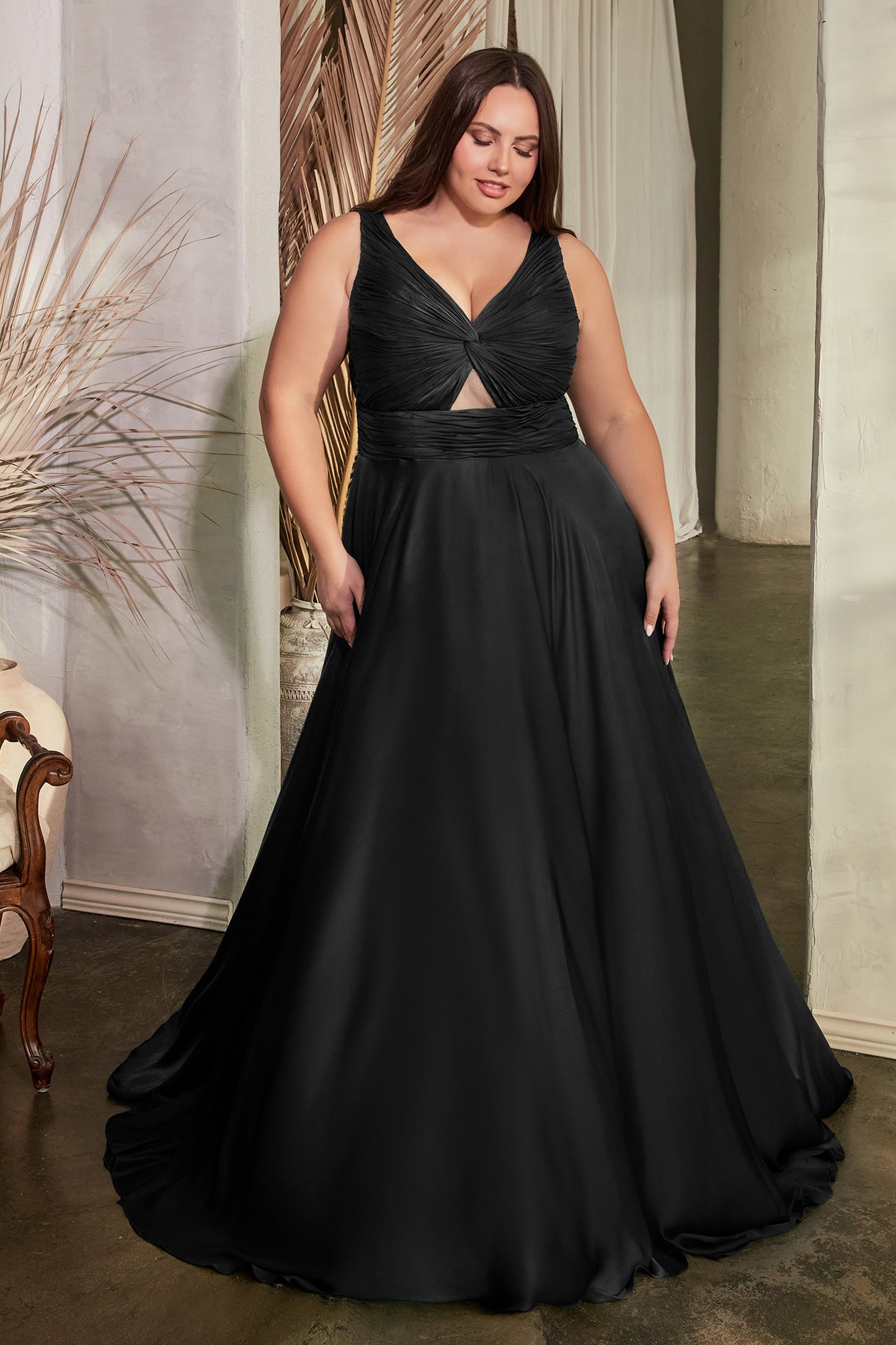 Stylish Satin Keyhole A-Line Dress 7497