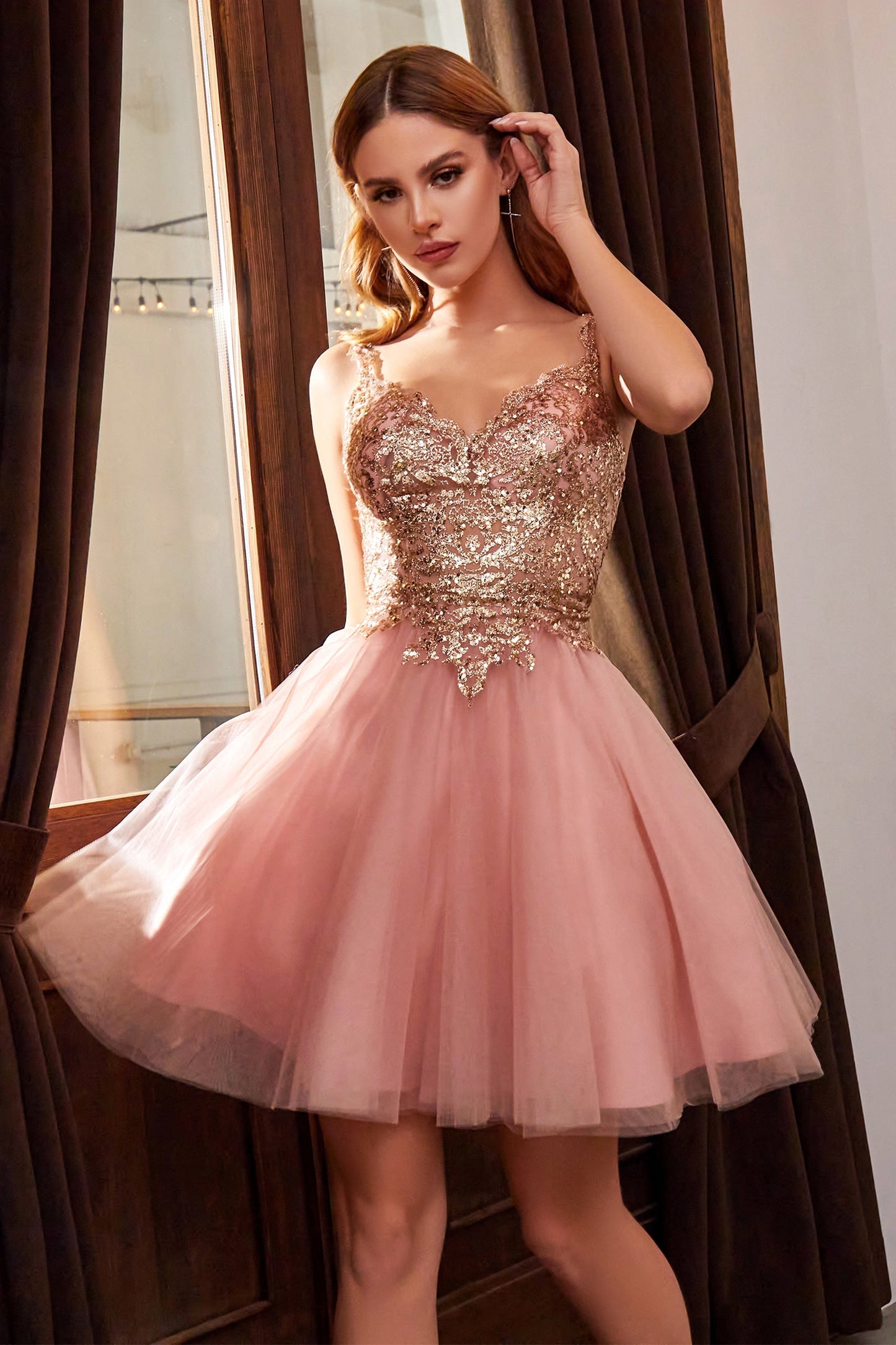 Embellished Short A-Line Tulle Dress 9239