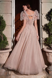 CDshort-puff-sleeve-a-line-tulle-ball-gown-b711