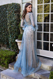 CDfeathered-sparkly-long-sleeve-gown-b716