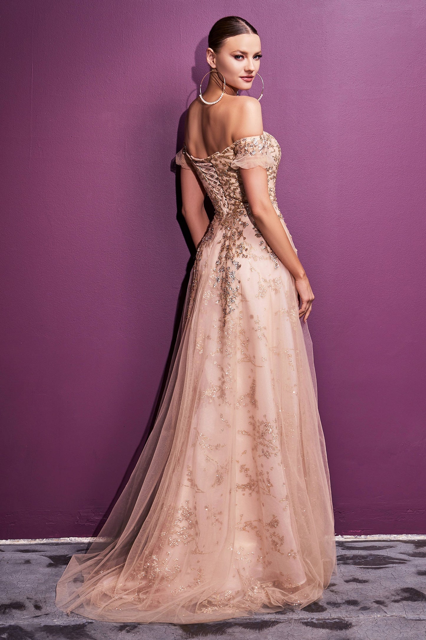 CDoff-shoulder-glitter-print-a-line-gown-c73