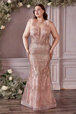 Illusion-Sleeves Shimmer Trumpet Silhouette Dress CB087