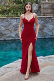 Fitted Long Glitter High Slit Gown CC1618