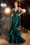 3D Floral Applique Tiered Mermaid Dress CC2288