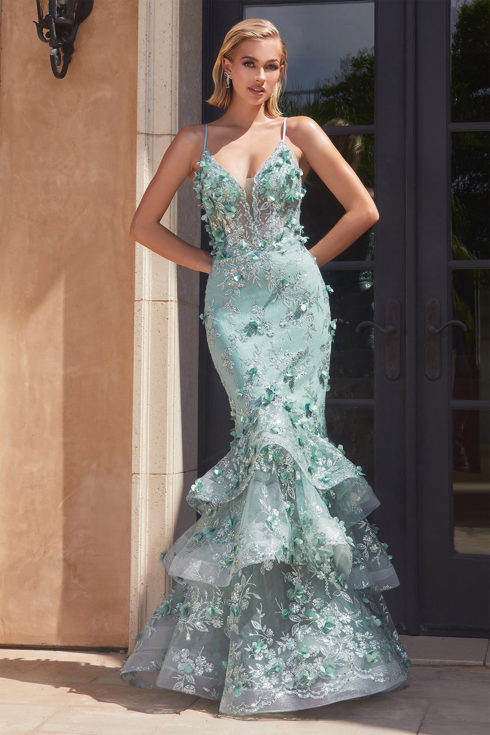 CD3d-floral-applique-tiered-mermaid-dress-cc2288  SIVORY COLLECTION