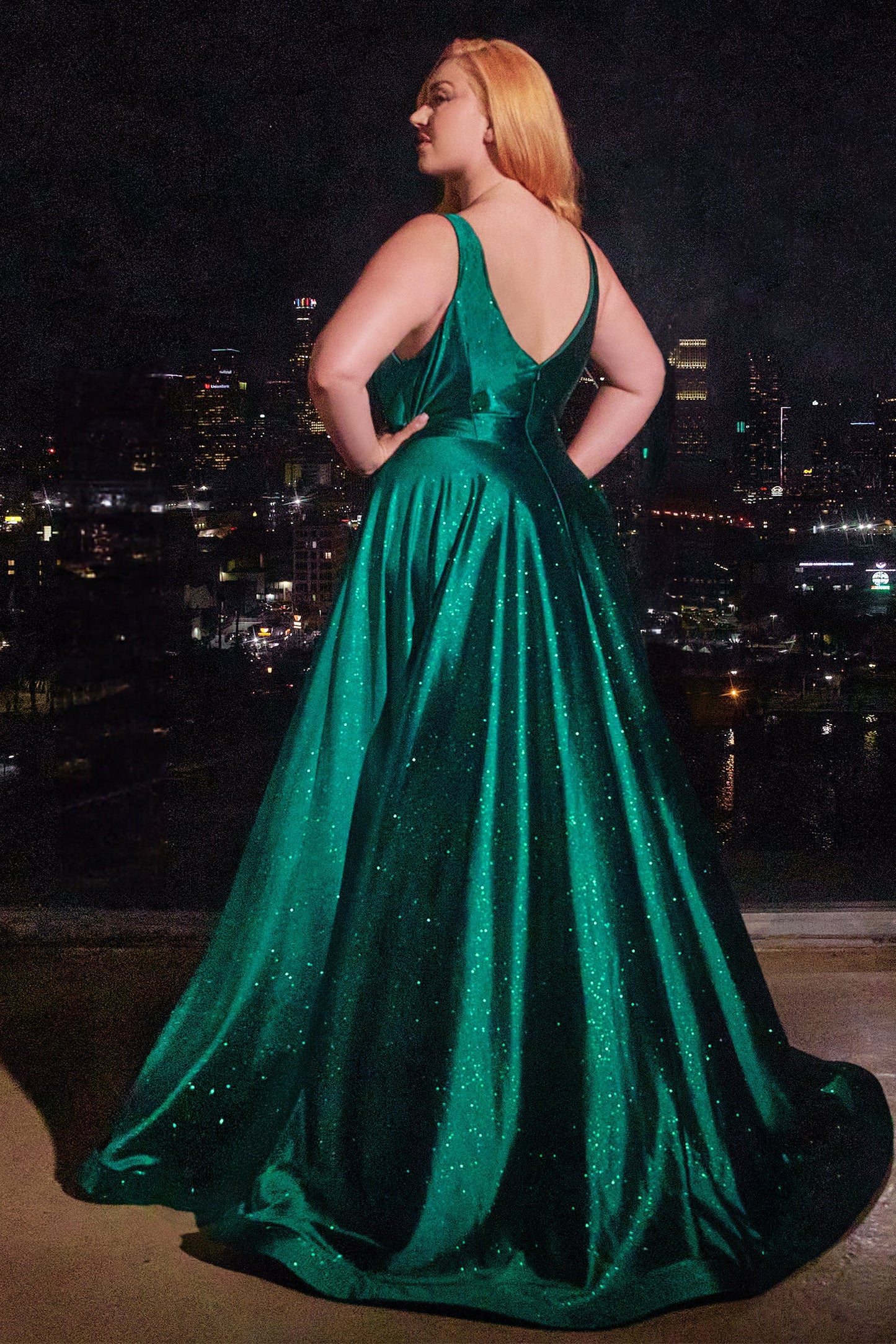 CDplunging-neckline-a-line-slit-dress-cc2349c
