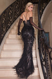 CDfeathered-fitted-slit-dress-cc2358